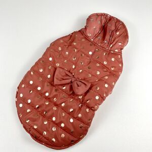 Frisco Heavyweight Polka Dotted Insulated Dog & Cat Parka Rose Gold Medium